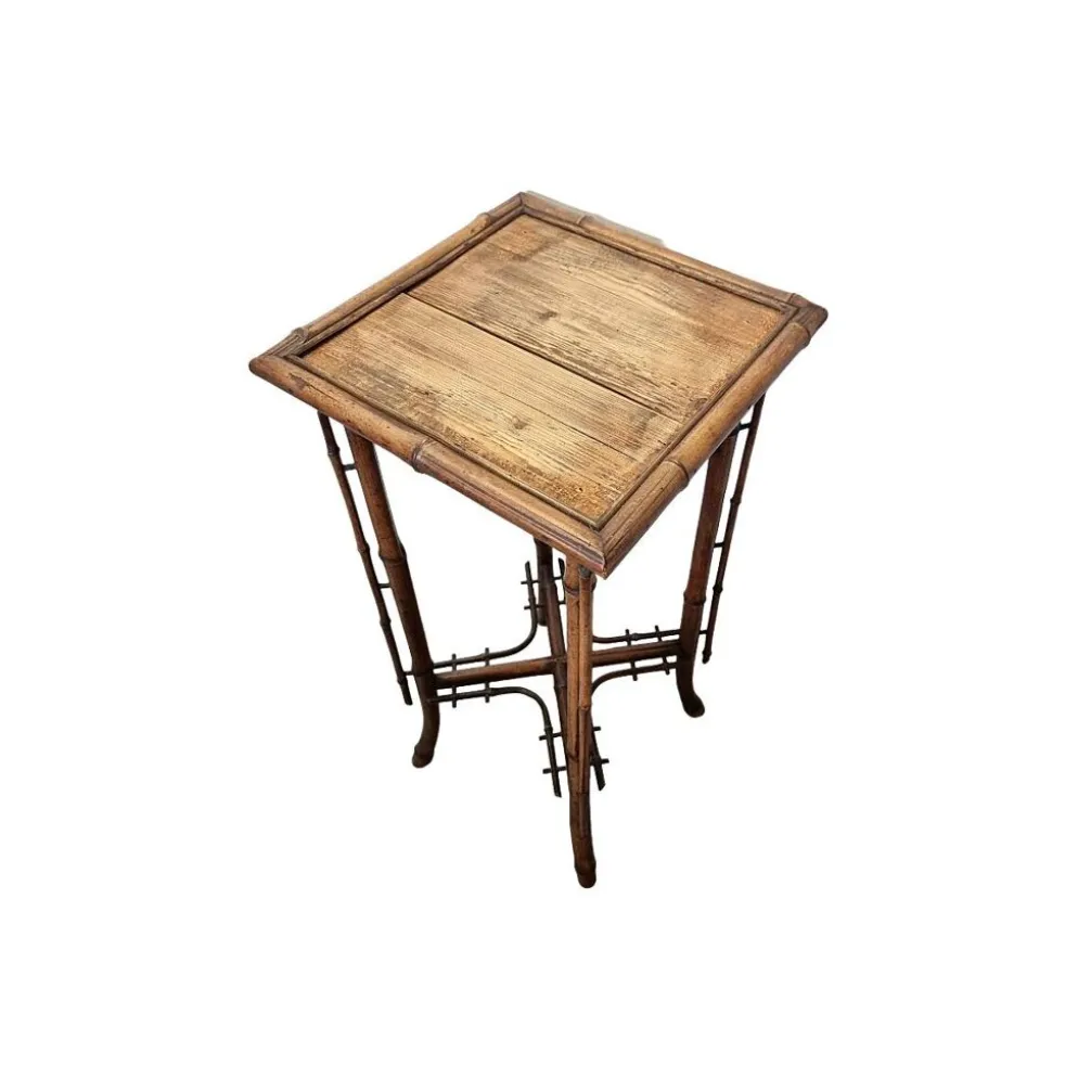 Table en bambou français Art Nouveau, fin des années 1800