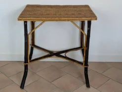 Table en bois et rotin 1920