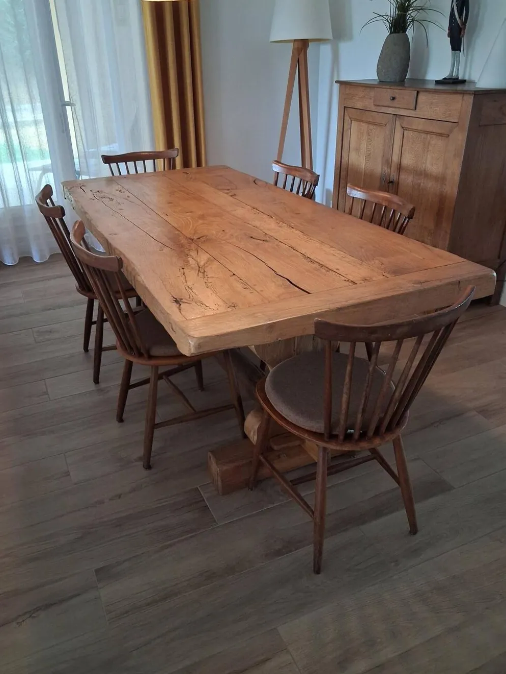 Table en chêne massif 205 cm – fabrication artisanale, pièce unique