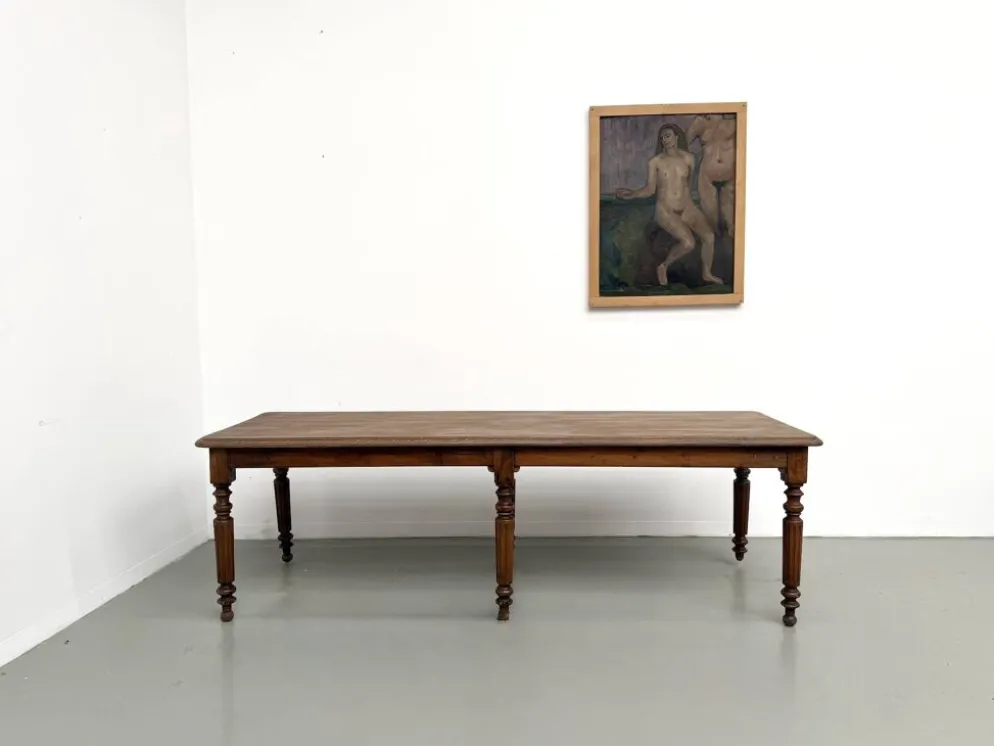 Table en chêne massif à 6 pieds tournés (1900)