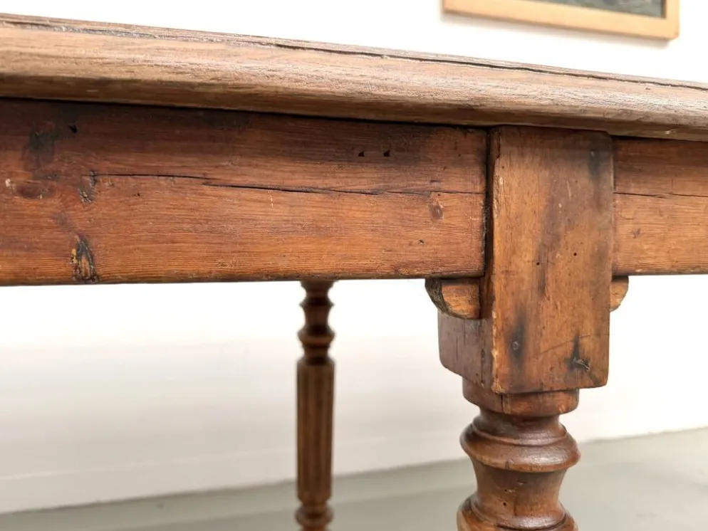 Table en chêne massif à 6 pieds tournés (1900)