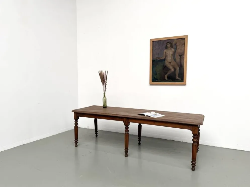 Table en chêne massif à 6 pieds tournés (1900)