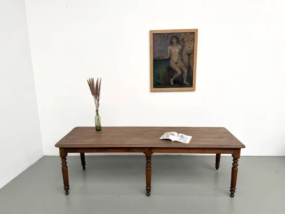 Table en chêne massif à 6 pieds tournés (1900)