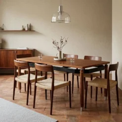 Table en hêtre, acajou et aluminium, Italie années 1960