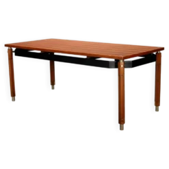 Table en hêtre, acajou et aluminium, Italie années 1960