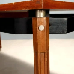 Table en hêtre, acajou et aluminium, Italie années 1960