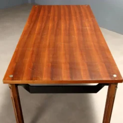 Table en hêtre, acajou et aluminium, Italie années 1960
