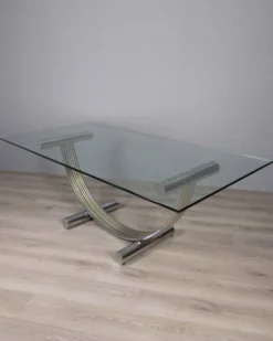 Table en métal vintage, laiton et verre par renato zevi, années 1970