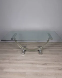 Table en métal vintage, laiton et verre par renato zevi, années 1970