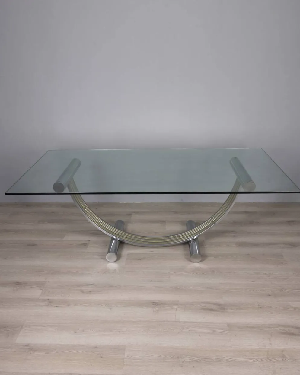 Table en métal vintage, laiton et verre par renato zevi, années 1970