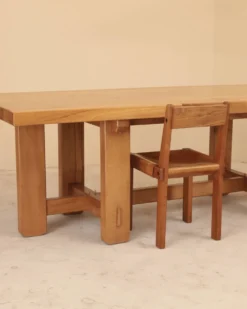 Table en orme massif, Maison Regain, France, 1980