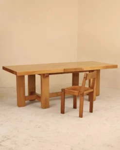 Table en orme massif, Maison Regain, France, 1980