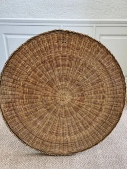 Table en osier Art Déco avec plateau en verre, Allemagne, vers 1920