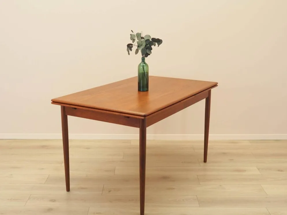 Table en teck, design danois, années 1970, fabriquée au Danemark