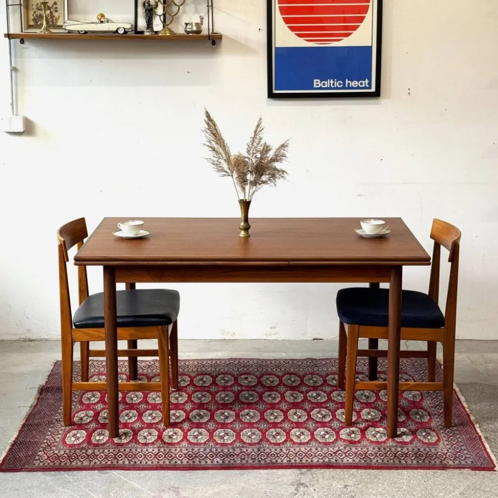 Table en teck extensible, Danemark 1960s/1970s, VNTG, Mid-C Modern