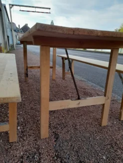 Table et bancs pliant de guinguette bistrot -2m20
