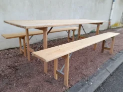 Table et bancs pliant de guinguette bistrot -2m20