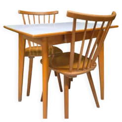 Table et 2 chaises scandinave 1960 vintage