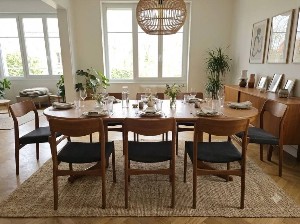 Table extensible Baumann en teck des années 60, (2 rallonges)