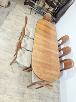 Table extensible + 8 chaises / Holstebro Møbelfabrik / Teck / Danemark / 1970