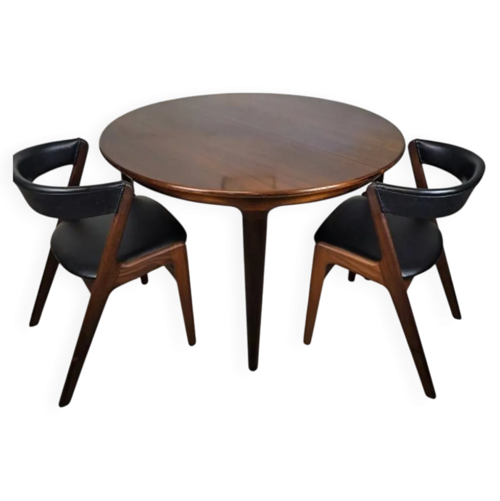 Table extensible en bois de rose, conçue par J. Andersen, Danemark, années 1960.
