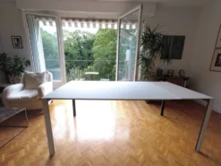 Table extensible Thin-K verre dépoli blanc