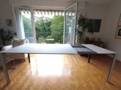 Table extensible Thin-K verre dépoli blanc