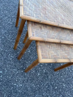 Table gigognes en osier et bambou