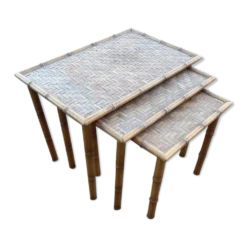 Table gigognes en osier et bambou