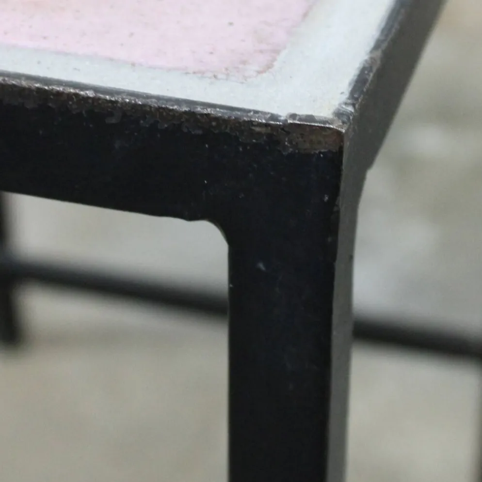 Table gigognes - métal et céramique de Dour 1960