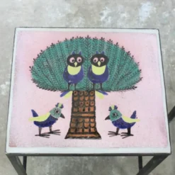 Table gigognes - métal et céramique de Dour 1960