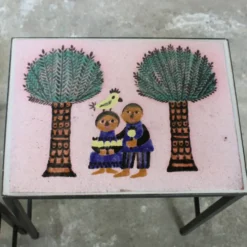 Table gigognes - métal et céramique de Dour 1960