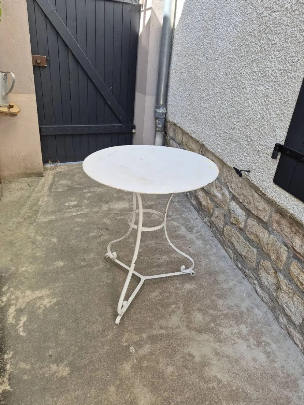 Table guéridon de jardin bistrot en fer forgé 19éme