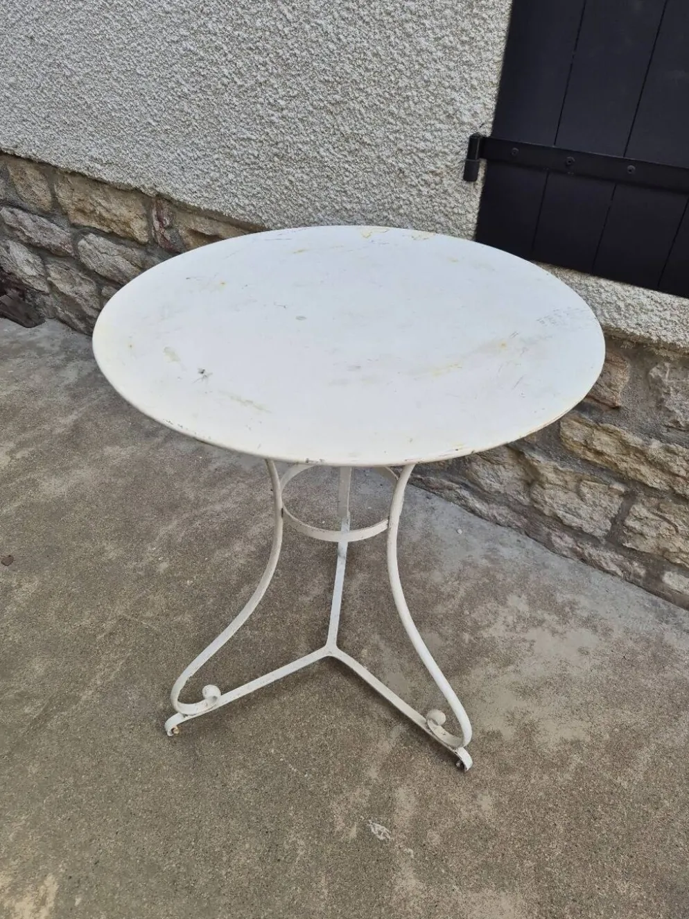 Table guéridon de jardin bistrot en fer forgé 19éme