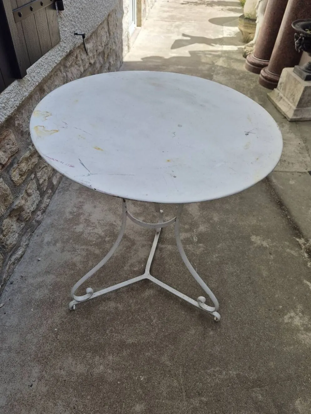 Table guéridon de jardin bistrot en fer forgé 19éme