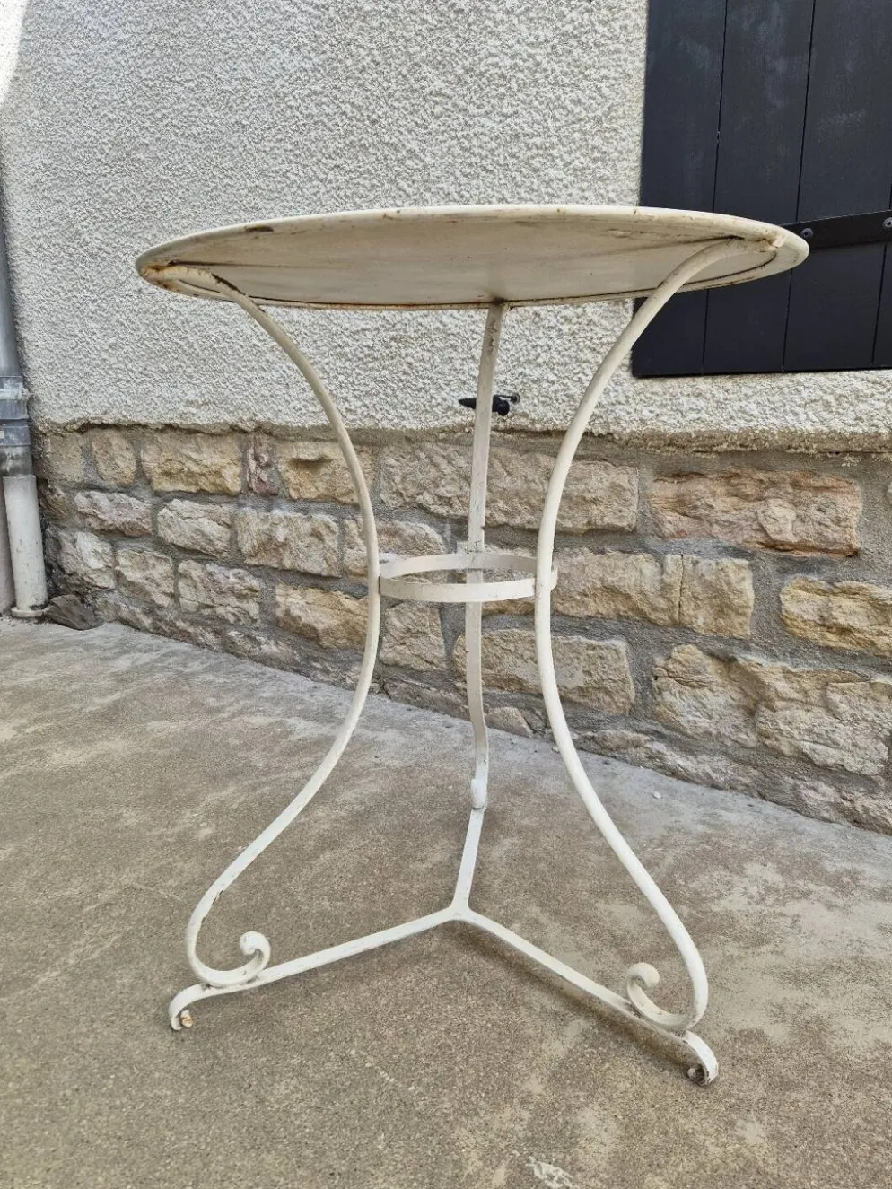 Table guéridon de jardin bistrot en fer forgé 19éme