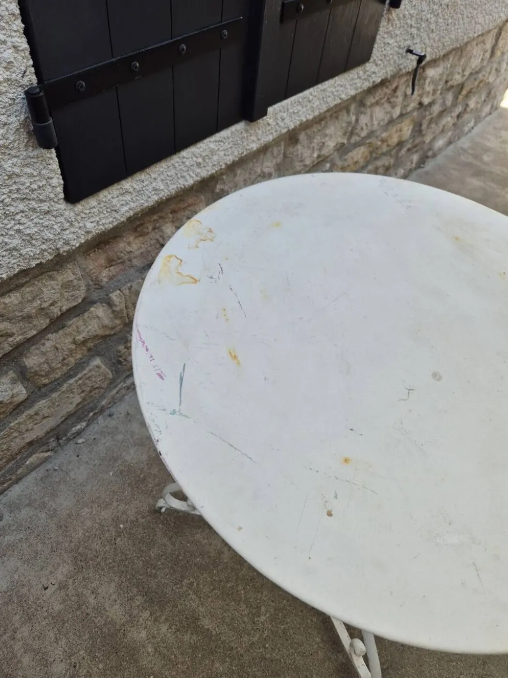 Table guéridon de jardin bistrot en fer forgé 19éme