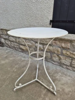 Table guéridon de jardin bistrot en fer forgé 19éme