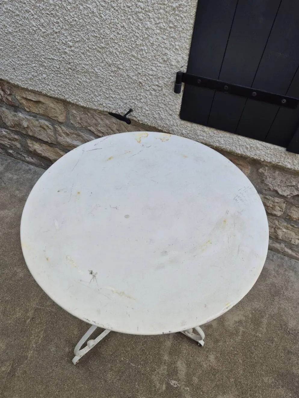 Table guéridon de jardin bistrot en fer forgé 19éme
