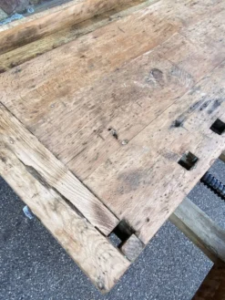 Table industrielle Établi menuisier en bois naturel brut vintage bohême