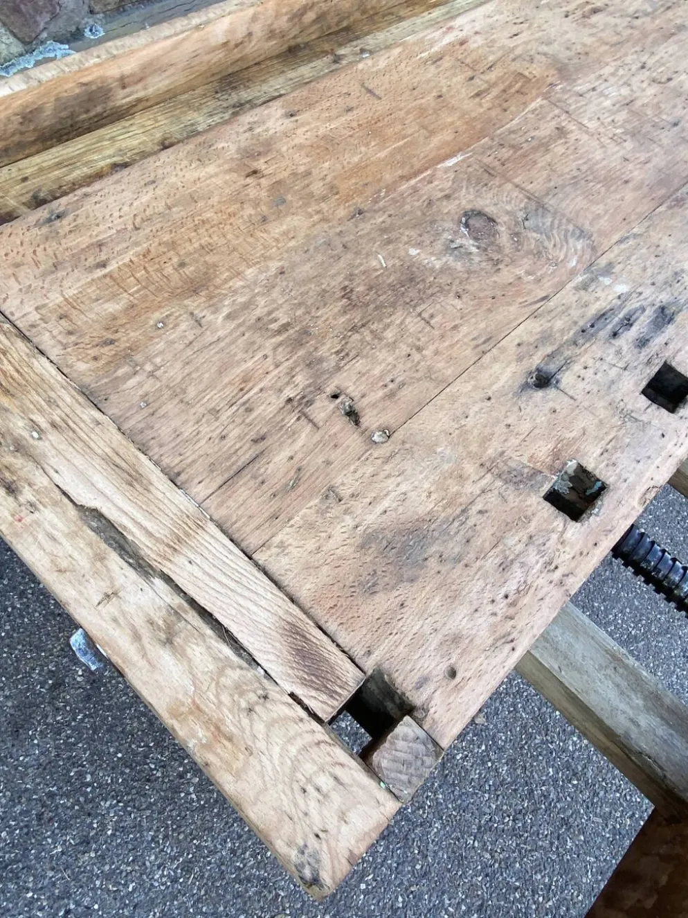 Table industrielle Établi menuisier en bois naturel brut vintage bohême