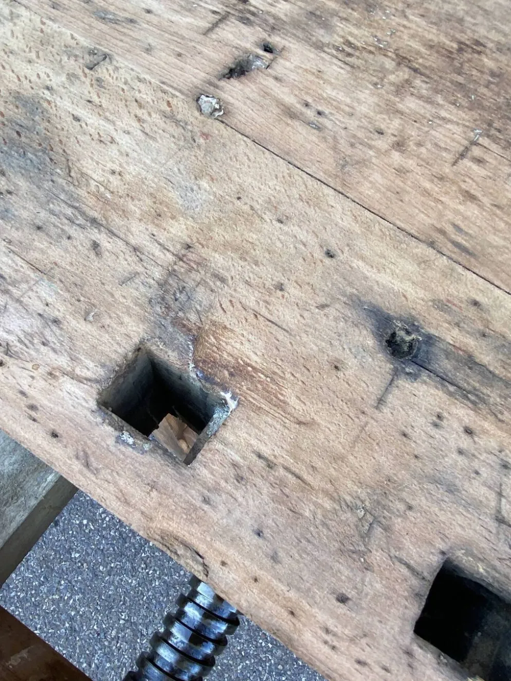 Table industrielle Établi menuisier en bois naturel brut vintage bohême