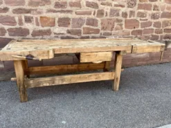 Table industrielle Établi menuisier en bois naturel brut vintage bohême