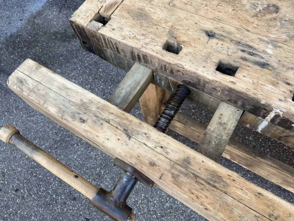 Table industrielle Établi menuisier en bois naturel brut vintage bohême