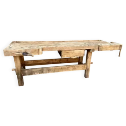 Table industrielle Établi menuisier en bois naturel brut vintage bohême