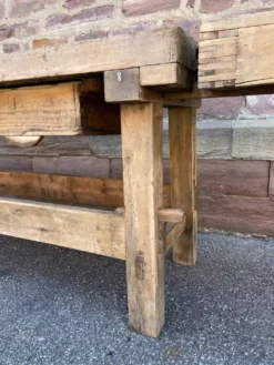 Table industrielle Établi menuisier en bois naturel brut vintage bohême