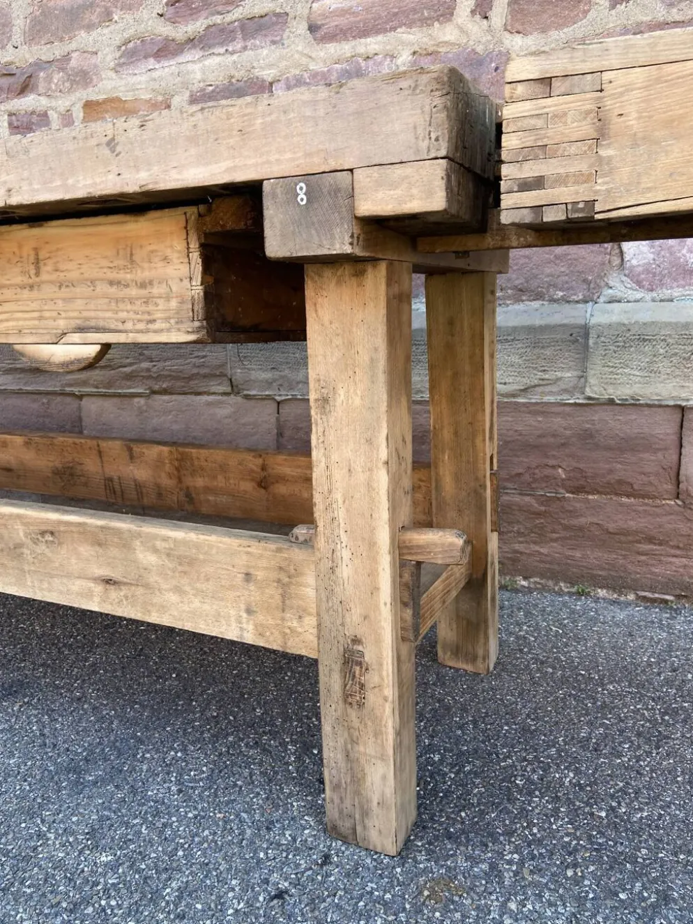 Table industrielle Établi menuisier en bois naturel brut vintage bohême