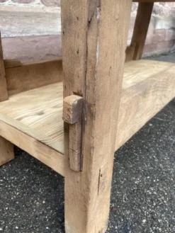 Table industrielle établi menuisier en bois naturel brut vintage bohême