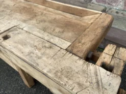 Table industrielle établi menuisier en bois naturel brut vintage bohême