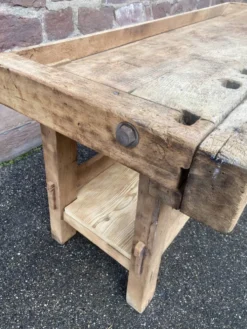Table industrielle établi menuisier en bois naturel brut vintage bohême